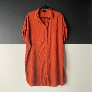 Forever 21 Plus Burnt Orange Button Down Dress Short Sleeve